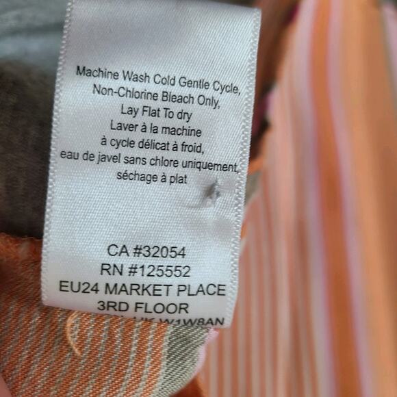 Dolan Left Coast Coastal Shirt Sz‎ Large Linen Maritime Preppy Striped Hi Low - Picture 8 of 11
